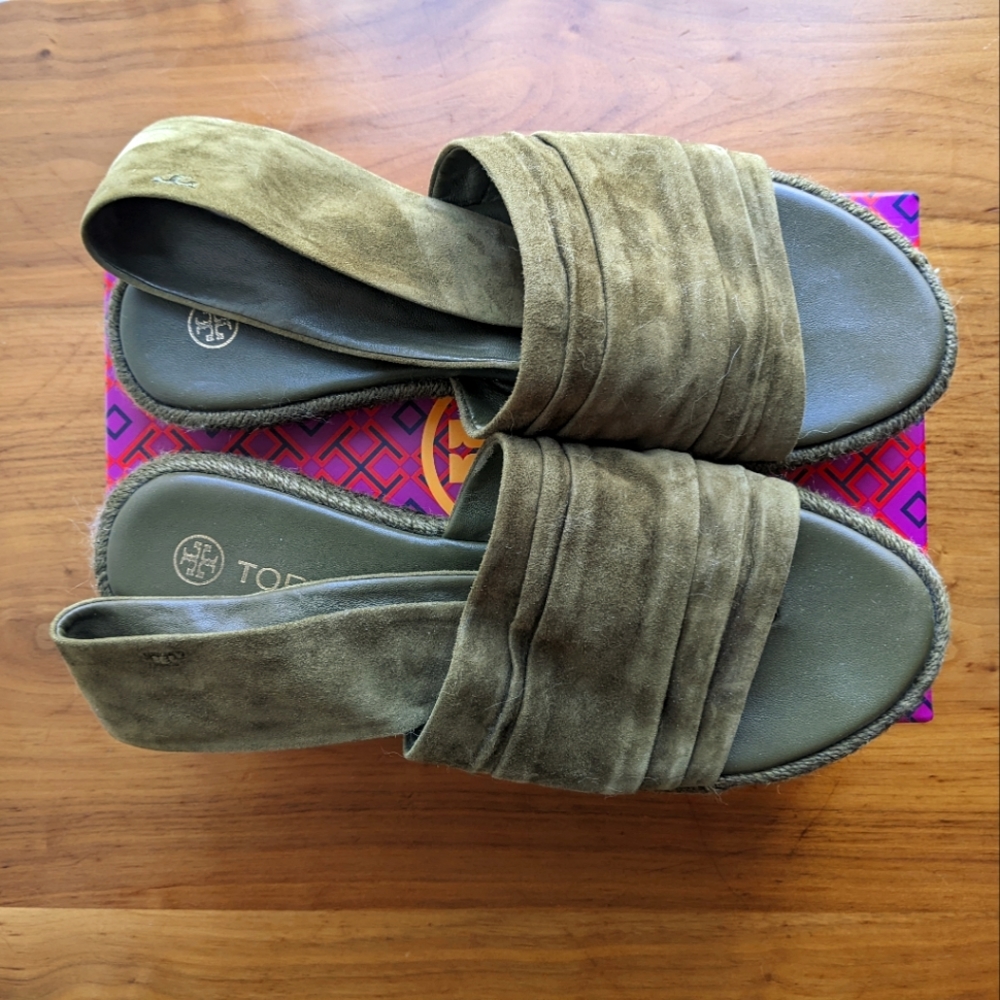 Tory Burch Leccio Suede Sling Back Espadrille Sz 8